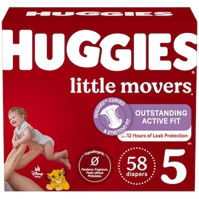 Huggies little movers couches pour bébé de plus de 12 kg - little movers baby diapers over 12 kg (58 unités)