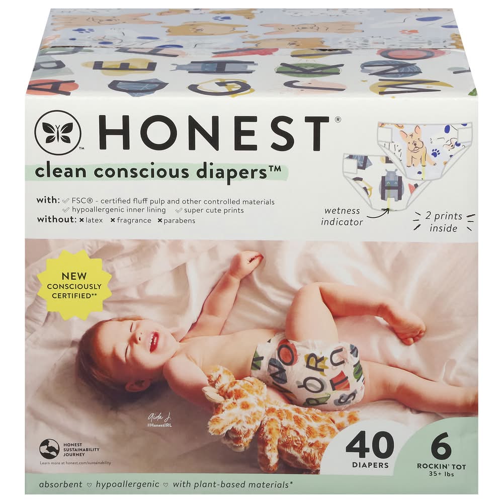 Honest Clean Conscious Daipers, 6 (40 ct)