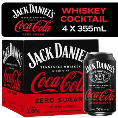 Jack Daniel's Coca-Cola Zero Sugar Tennessee Whiskey (4 x 16 fl oz)