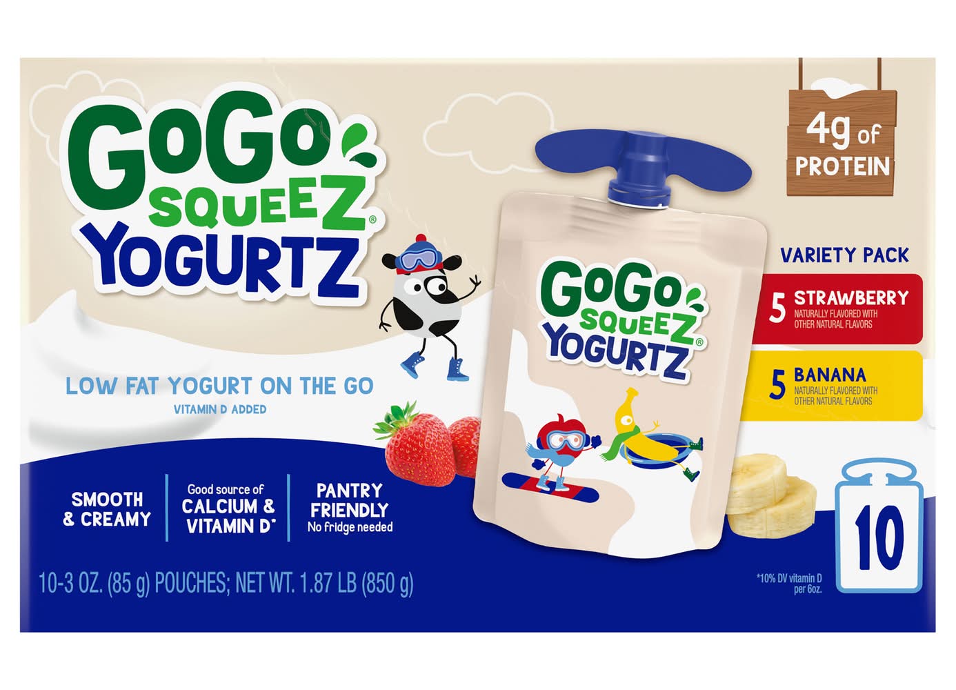 GoGo squeeZ Lowfat Yogurt, Strawberry And Banana (3 oz, 10 ct)
