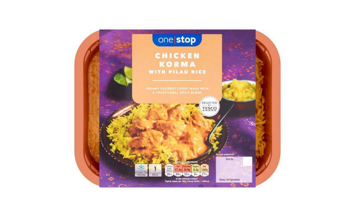 One Stop Chicken Korma & Pilau Rice Ready Meal 400g (403050)