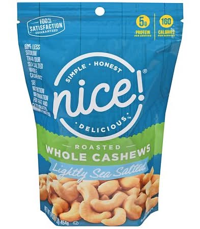 Nice! Roasted Lightly Sea Salted Whole Cashews (16 oz)