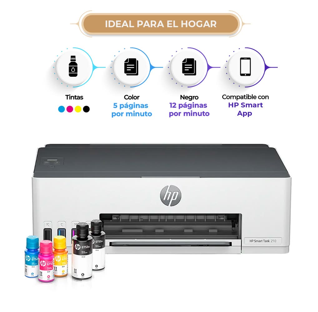 HP · Impresora smart tank 210, blanco