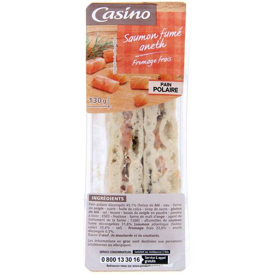 Casino sandwich saumon fumé aneth x2 130 g