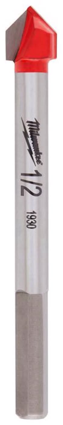 Milwaukee 1/2 In. X 3.75 In. L Carbide Tipped Glass/Tile Drill Bit 3-Flat Shank 1 Pc
