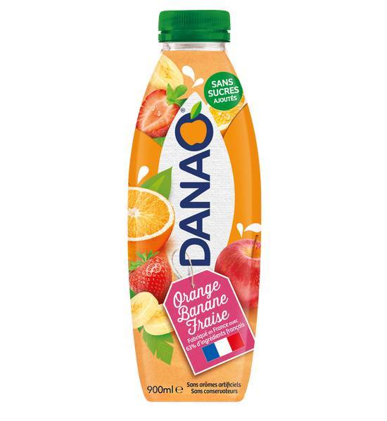 Danao - Jus de fruits sans sucre ajouté, orange - banane - fraise (900ml)