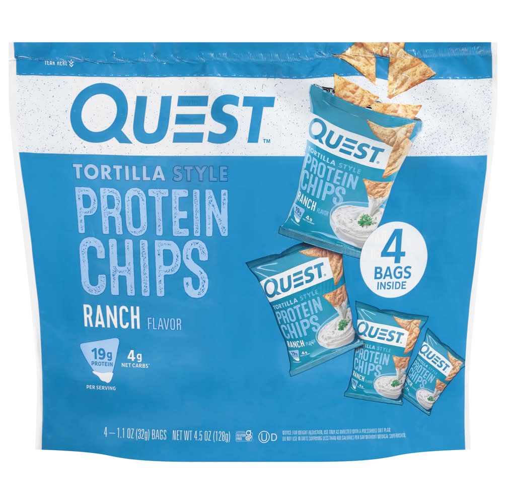 Quest Tortilla Style Protein Chips, Ranch (4 x 1.1 oz)