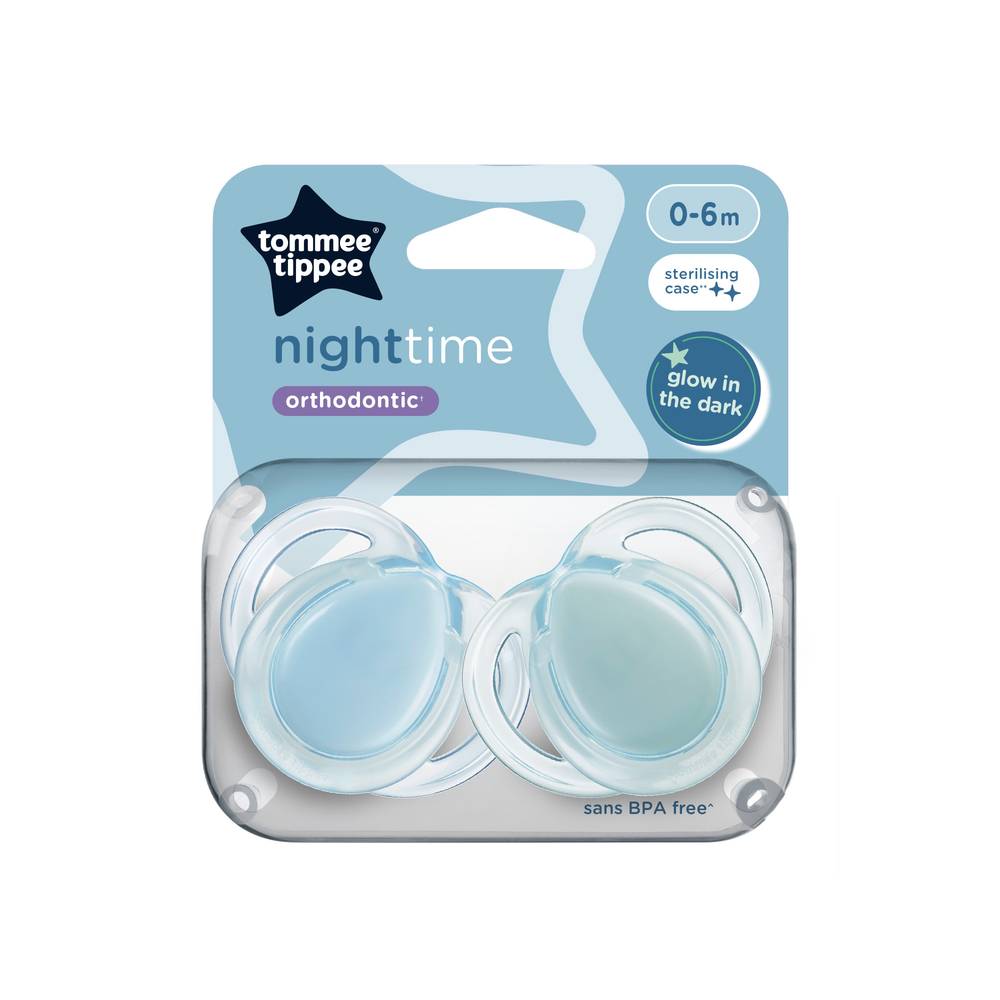 Tommee Tippee Night Time Baby Dummy 2 pack 0-6m 2 pack