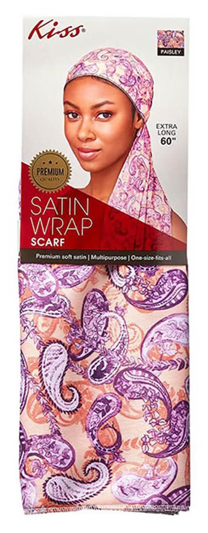 KISS Premium Extra-Long Satin Wrap Scarf, 60 in, Paisley