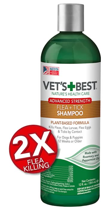Vet's Best Advanced Strength Flea + Tick Dog Shampoo, 12 fl. oz.