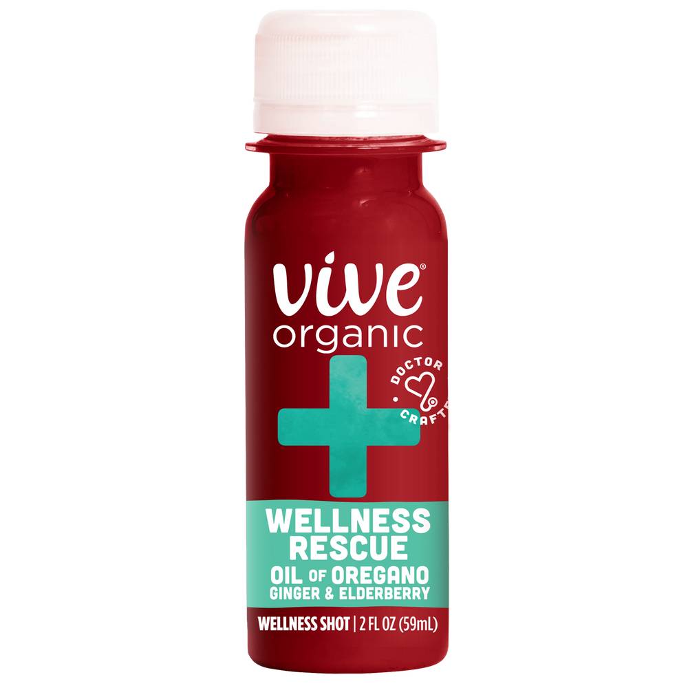 Vive Organic Wellness Rescue Shot- Oil Of Oregano Ginger & Elderberry (2 fl oz)