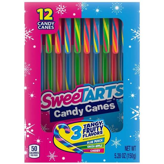 SweeTARTS Candy Canes, 12ct - Blue Punch, Cherry Green Apple