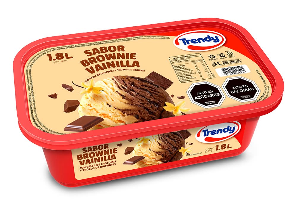 Trendy · Helado - Brownie-Vainilla-Salsa De Chocolate (1,8 L)