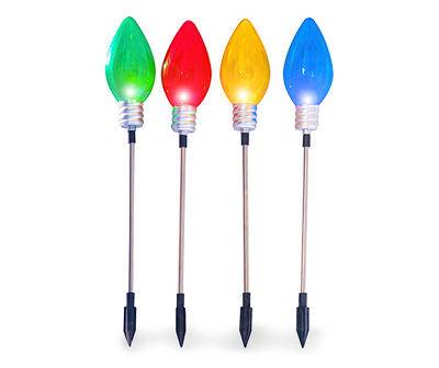 Multi-Color C7 Bulb 4-Piece LED Solar Pathway Markers Set