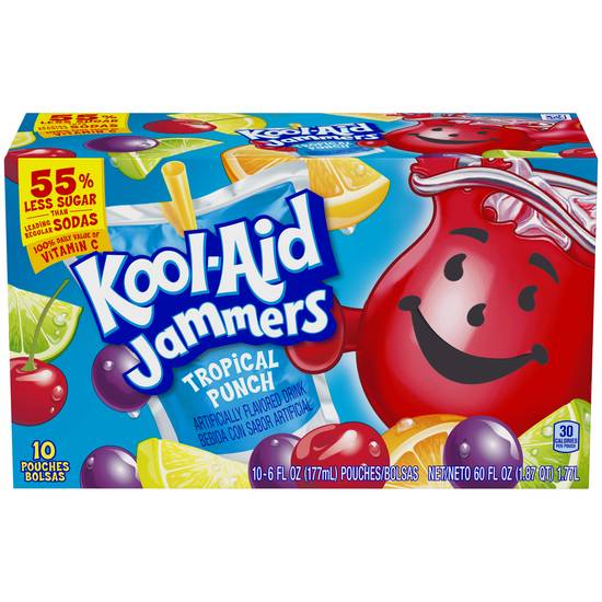 Order Kool-Aid Jammers Tropical Punch Artificially Flavored Soft Drink (10 ct) food online from Rite Aid store, Shawnee on bringmethat.com