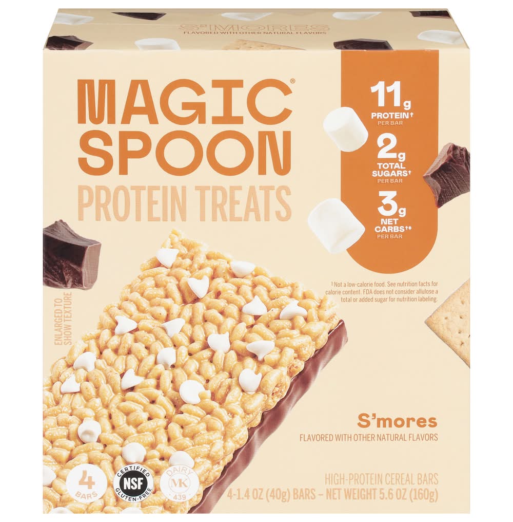 Magic Spoon Gluten Free High Protein Cereal Treats, S'mores (4 x 1.4 oz)