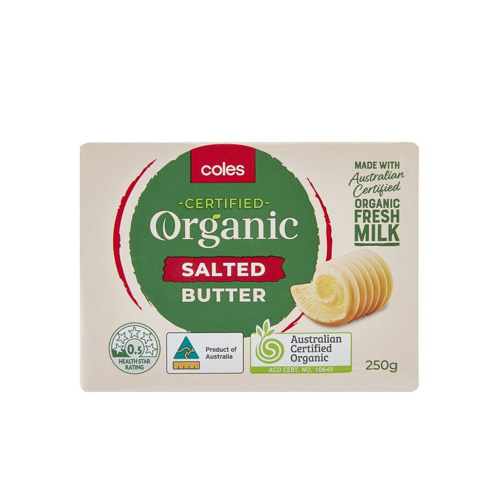 Coles Organic Salted Butter 250g