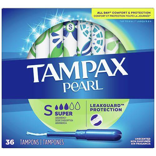 Tampax Pearl Tampons Unscented, Super Absorbency - 18.0 ea