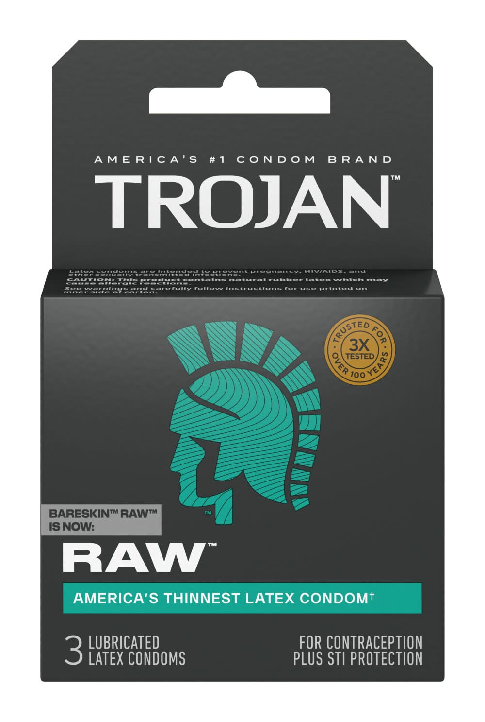 Trojan Bareskin Raw Lubricated Latex Condoms (3 ct)
