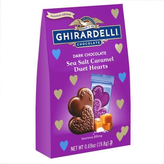 Order Ghirardelli Dark Chocolate Sea Salt Caramel Duet Hearts Gift, .69 Oz Bag food online from CVS store, VIENNA on bringmethat.com