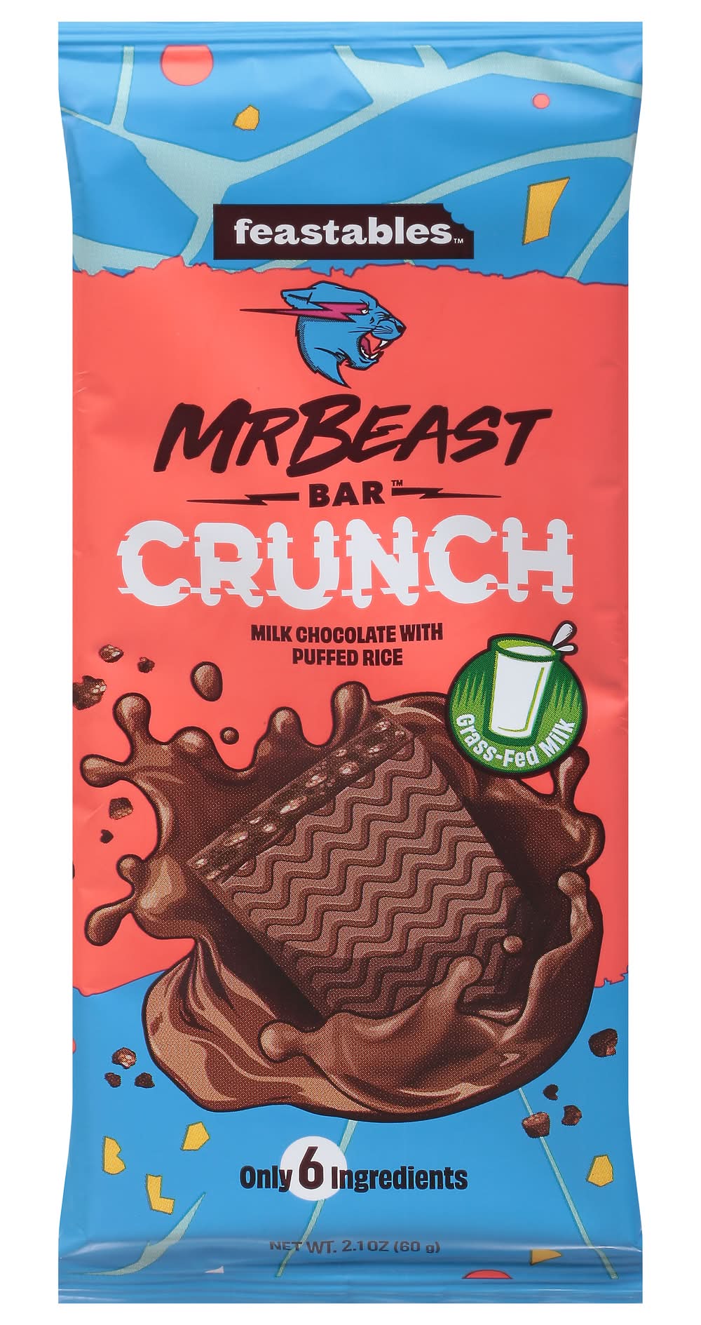 Feastables Mr Beast Puffed Rice Chocolate Bar, Milk Crunch (1.4 oz)