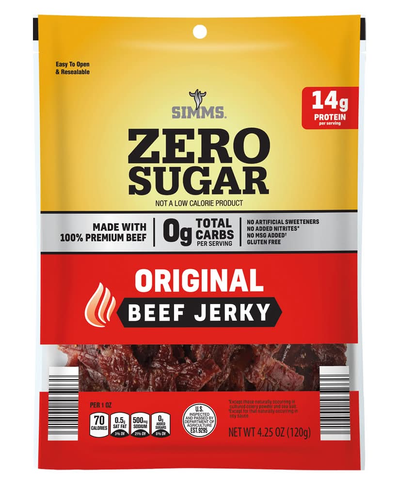 Simms Zero Sugar Beef Jerky, Original (4.25 oz)