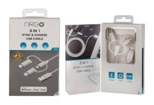 NRG MFI Multi Charger (Lightning Type-C and Micro USB) Apple Licensed