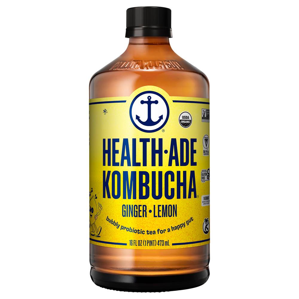 Health-Ade Kombucha Bubbly Probiotic Tea, Ginger-Lemon (16 fl oz)