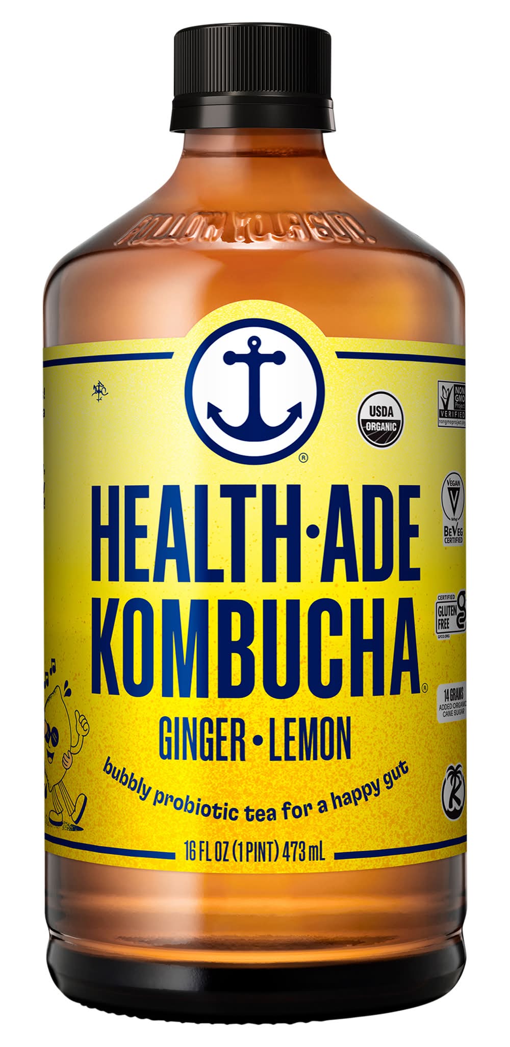 Health-Ade Kombucha Bubbly Probiotic Tea, Ginger-Lemon (16 fl oz)