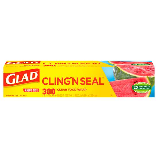 Glad Cling N Seal 300 Square Foot Roll Plastic Food Wrap