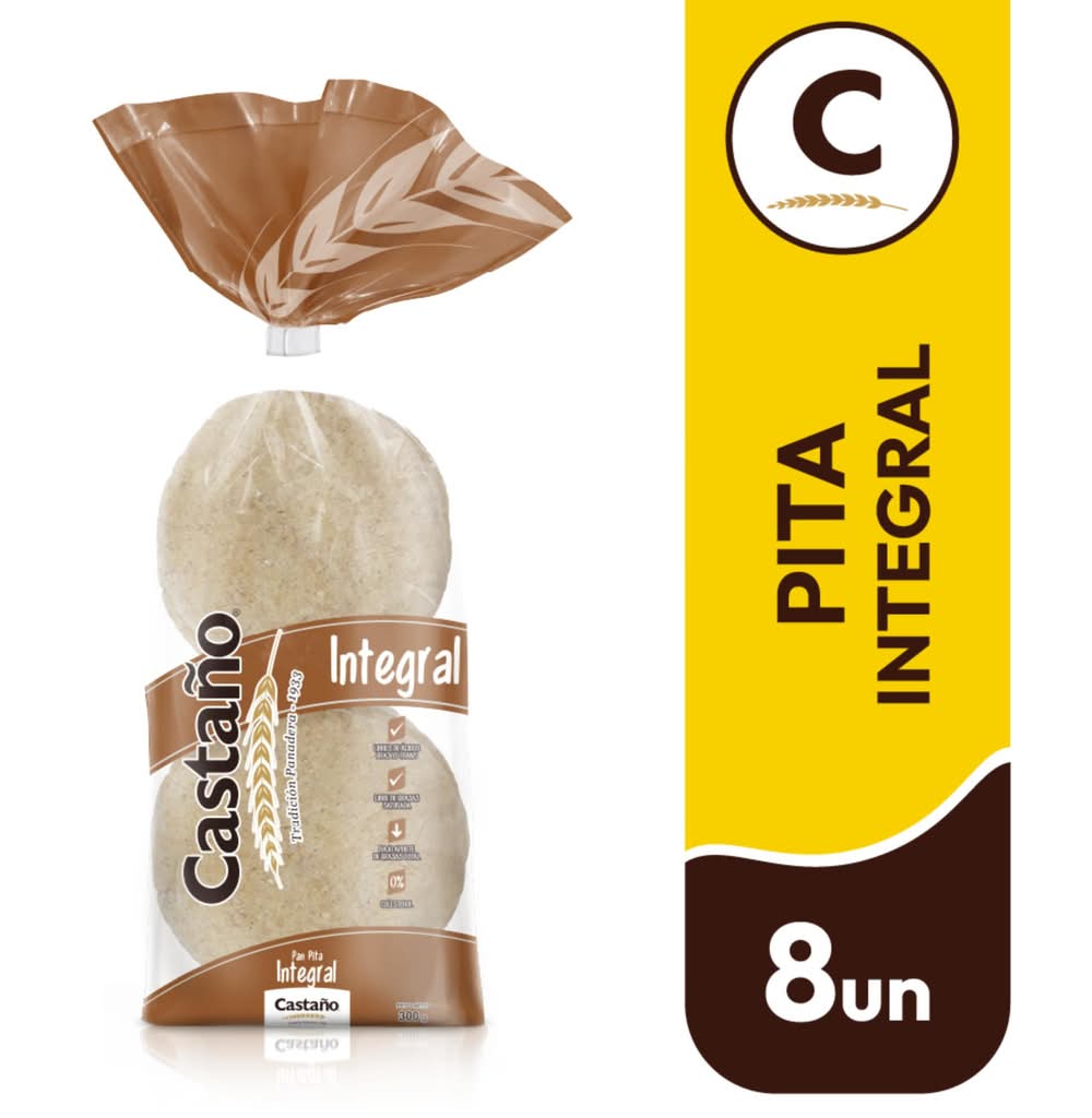 Castaño · Pan pita integral (8 un)
