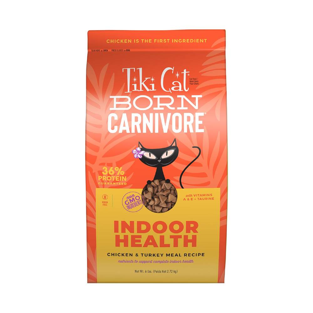 Tiki Cat® Born Carnivore Indoor Health Cat Food - Grain & Potato Free, High Protein (Flavor: Chicken & Turkey Hearts, Size: 6 Lb)