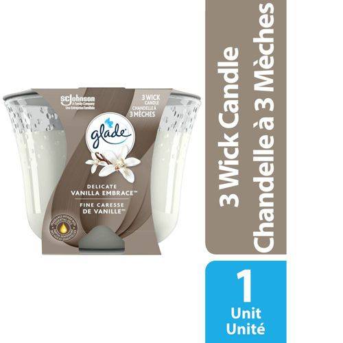 Glade chandelle parfumée désodorisante avec 3 mèches (1 unité) - 3 wick scented candle air freshener (1 pack)