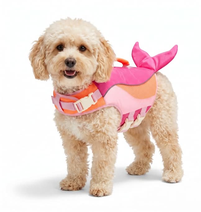 YOULY Dog Flotation Vest with Mermaid Tail, Large