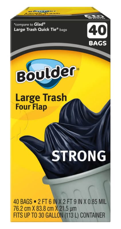 Boulder Canyon Strong Four Flap Trash Bags, L (40 ct)