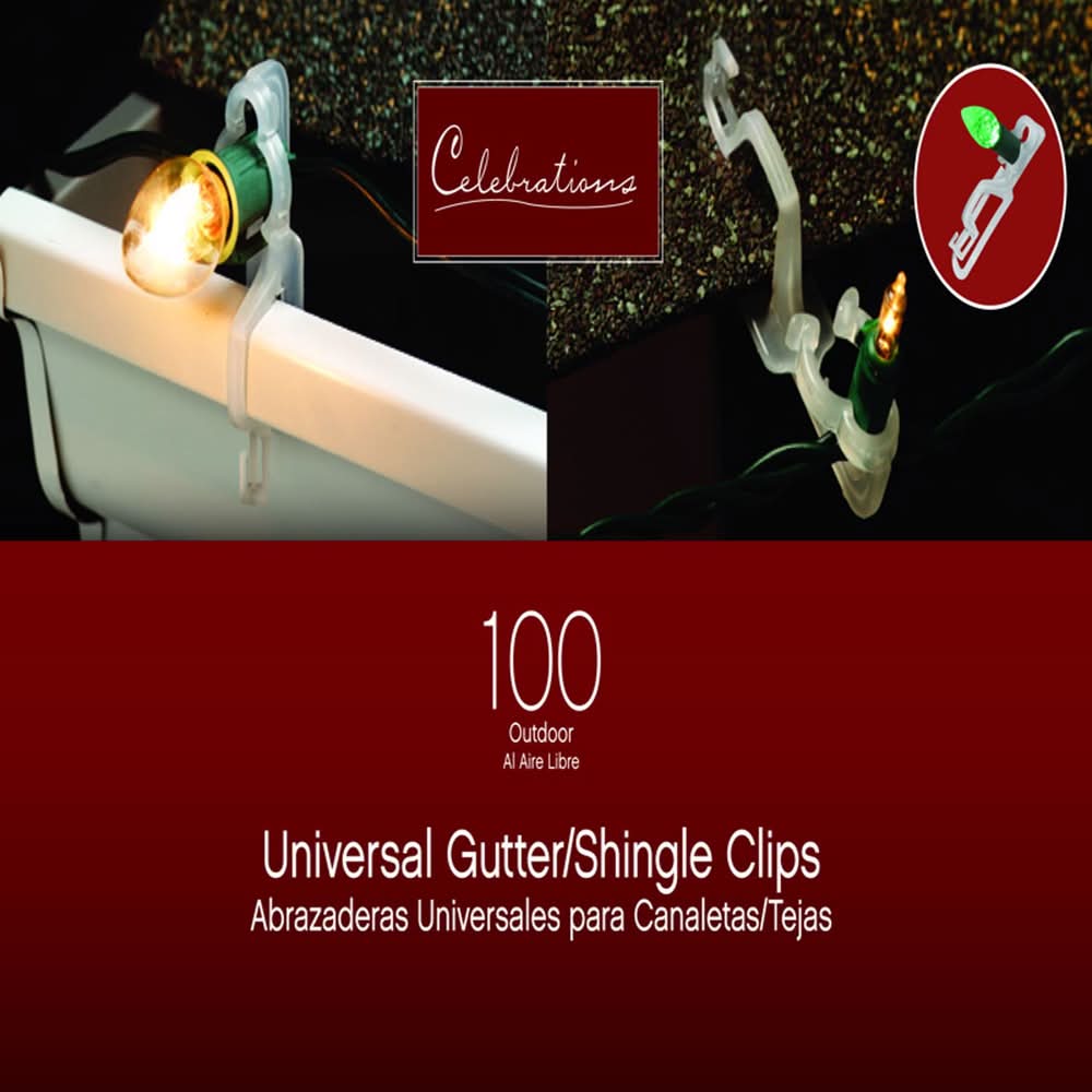 Celebrations Outdoor Universal Gutter/Shingle Light Clip 100 Ct
