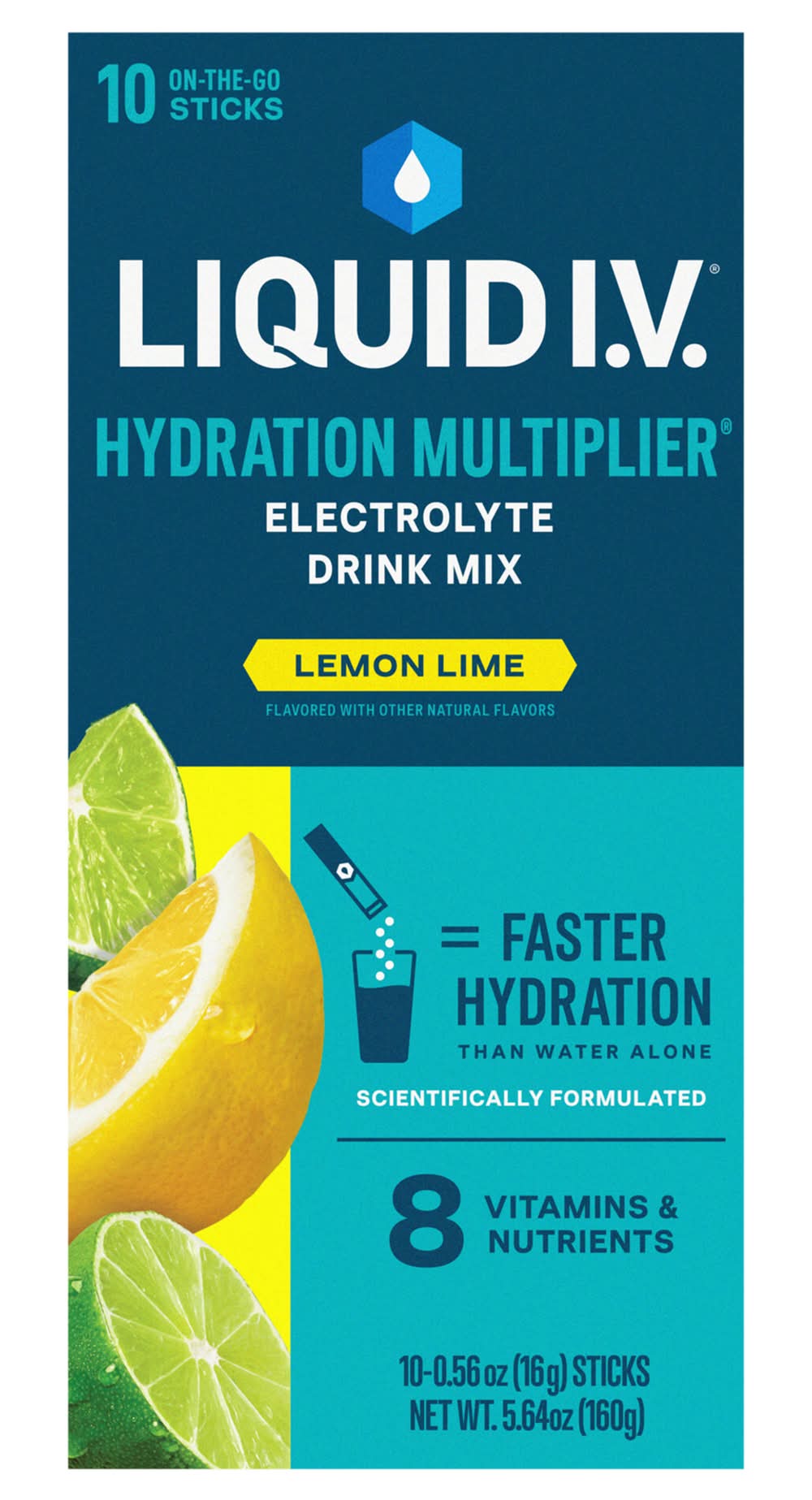 Liquid I.V. Hydration Multiplier Electrolyte Drink Mix, Lemon Lime (10 x 0.56 oz)
