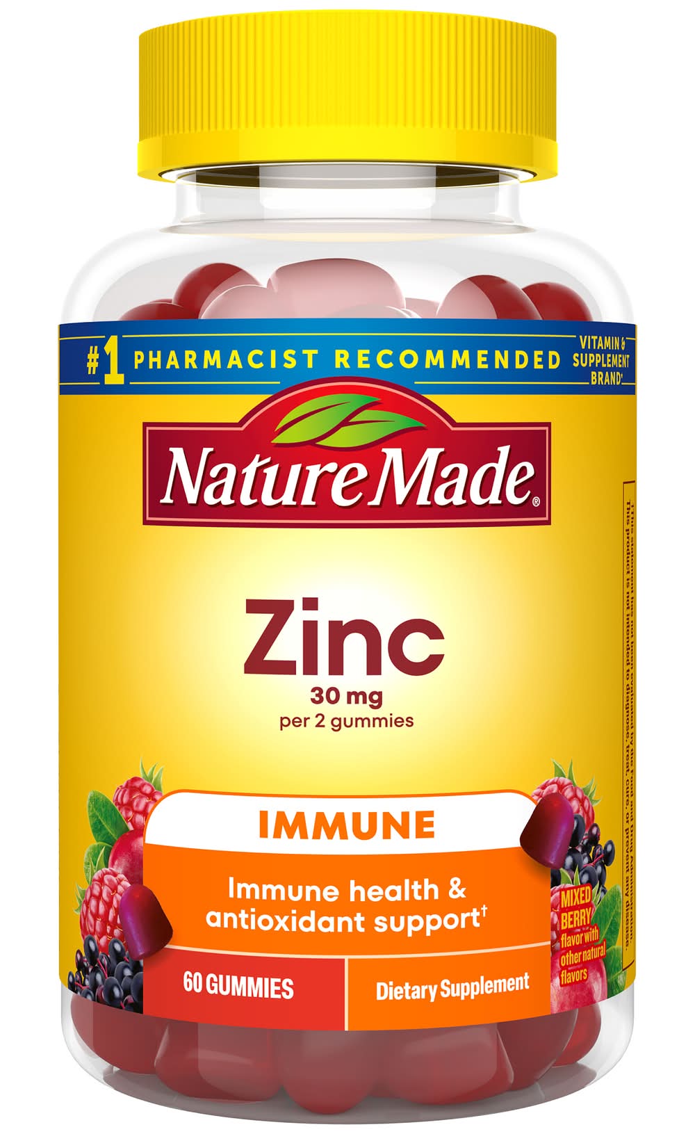 Nature Made Extra Strength Zinc 30 mg Gummies, Mixed Berry (60 ct)