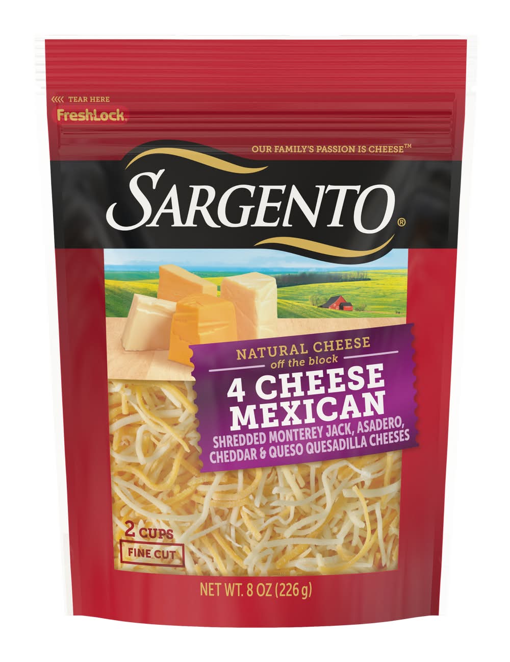 Sargento Shredded Fine Cut Natural Cheese, 4 Cheese Mexican (8 oz)