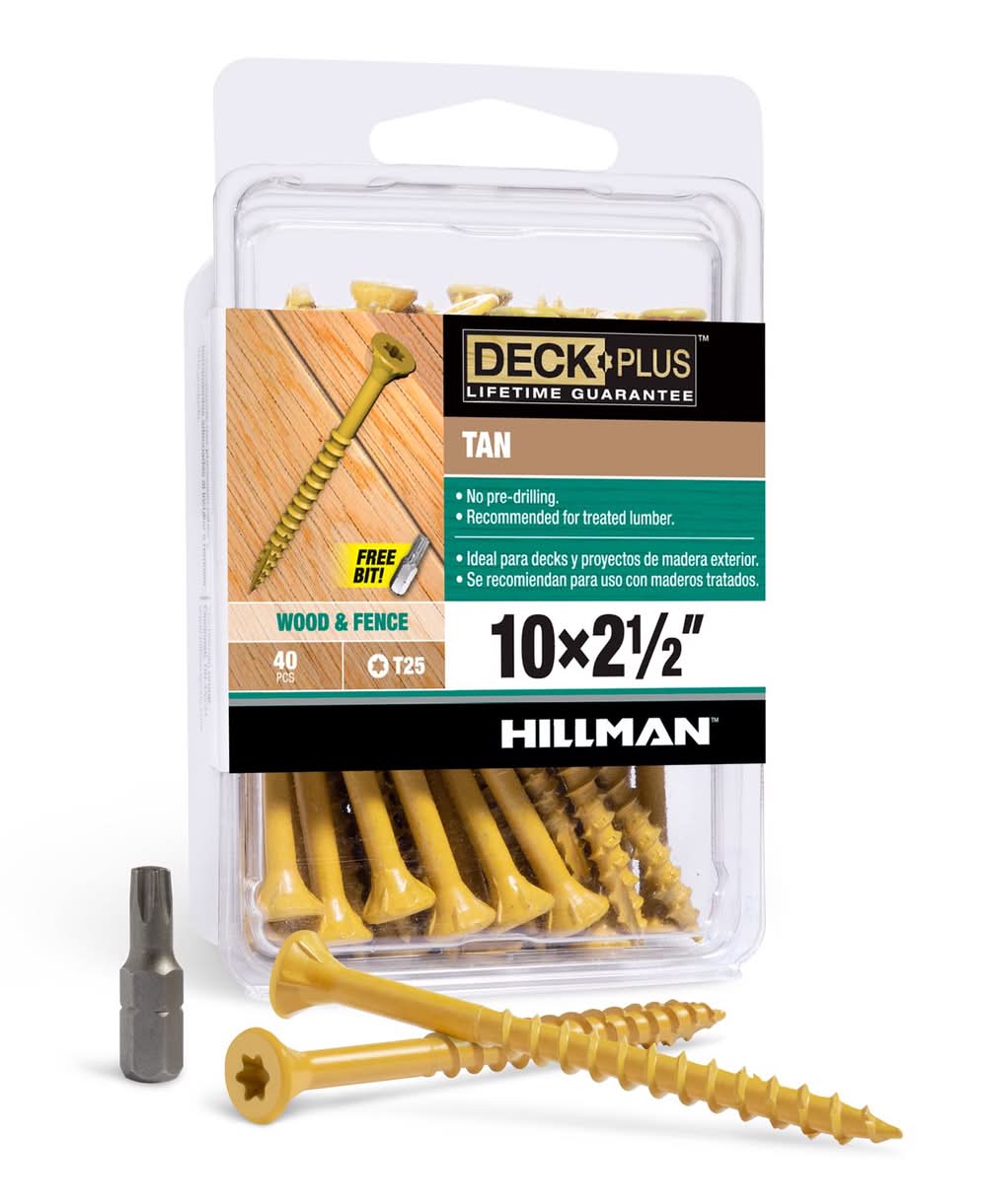 Hillman Deck Plus No. 10 Ga. X 2-1/2 In. L Tan Star Flat Head Exterior Deck Screws 40 Pk