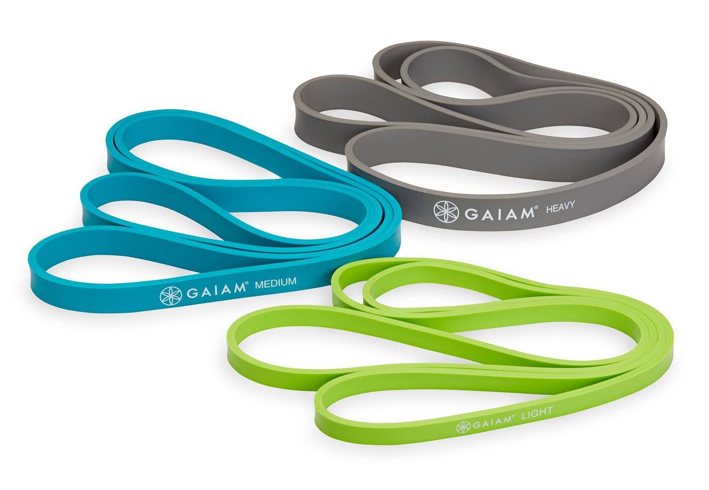Gaiam Resistance Training Bands, Blue-Green-Grey (3 ct)