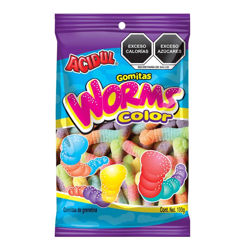 Acidul · Gomitas worms color neón (100 g)