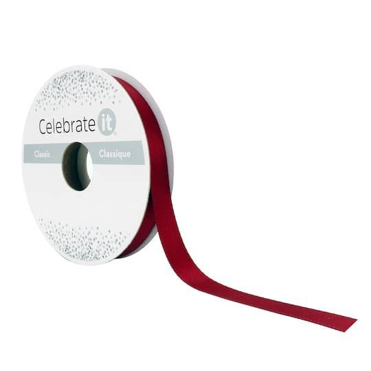 Celebrate It Satin Ribbon, Size 3/8" 15 yd, Burgundy