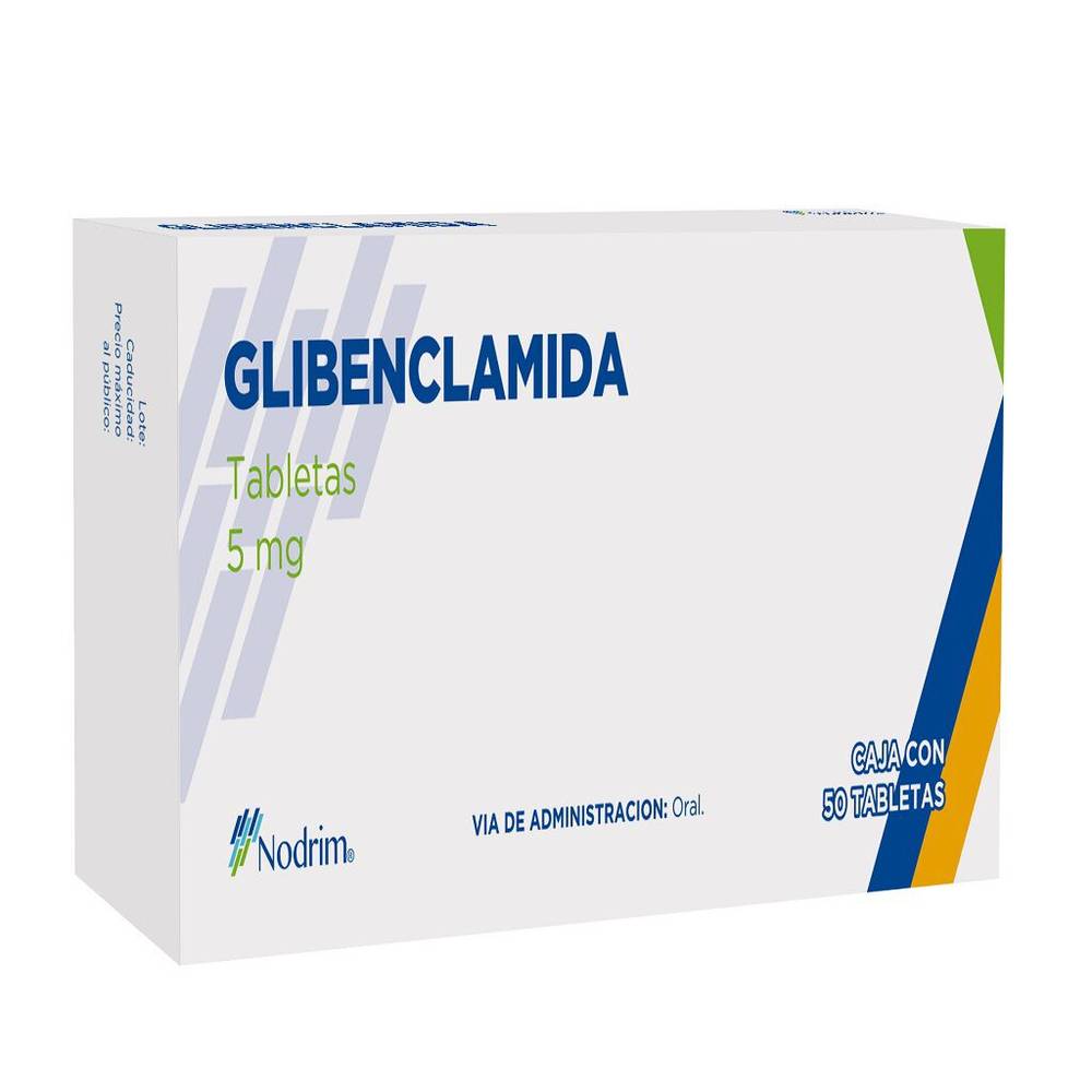 Nodrim · Glibenclamida tabletas 5 mg (20 g)