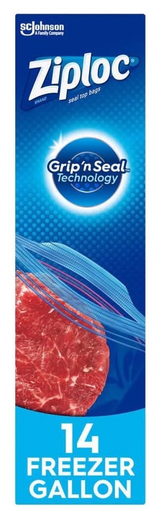 Ziploc Brand Freezer Bags With Grip N Seal Technology Gallon 14 Count