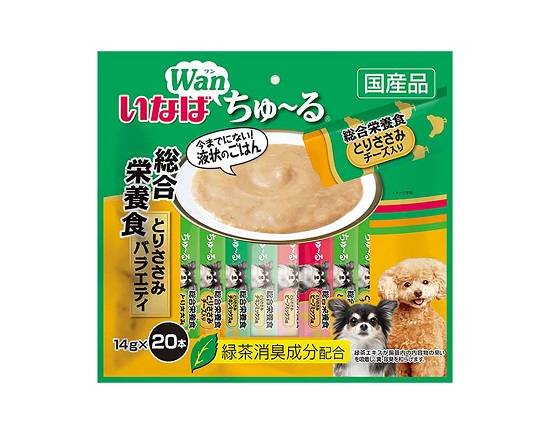 366989：【ペットフード】犬ちゅーる 総合栄養食とりささみバラエティ 14g×20本