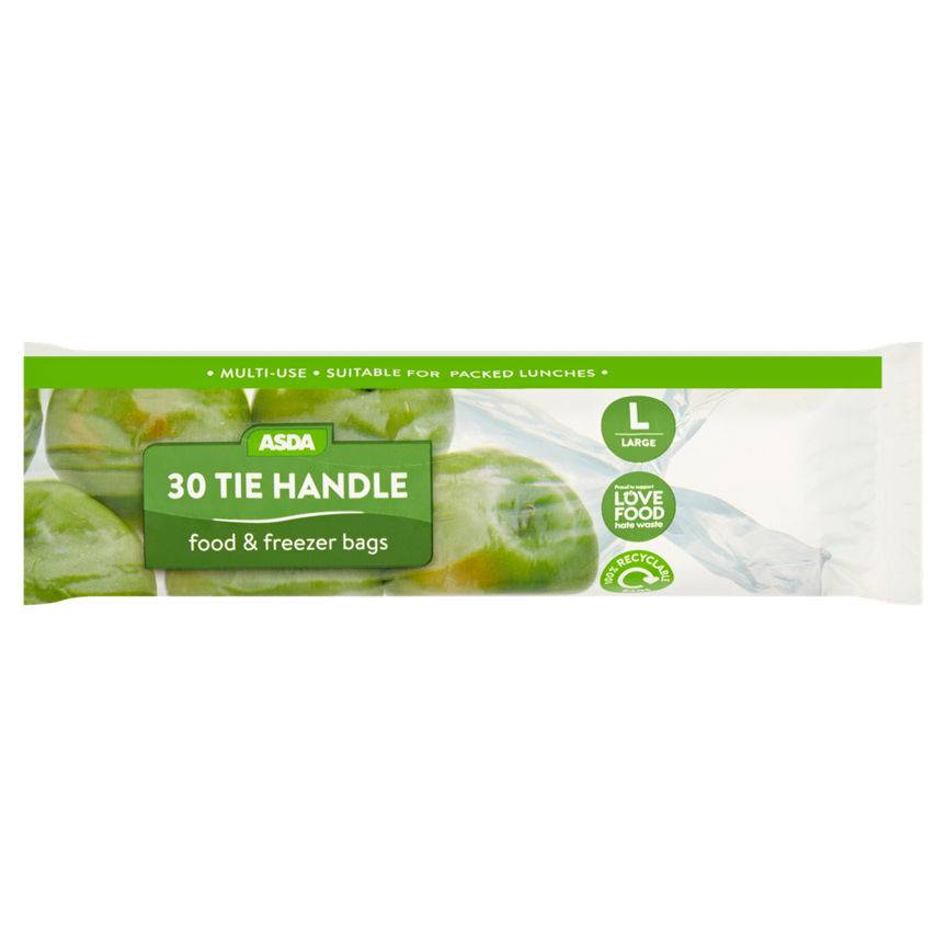 Asda 30 Tie Handle Food & Freezer Bags Large