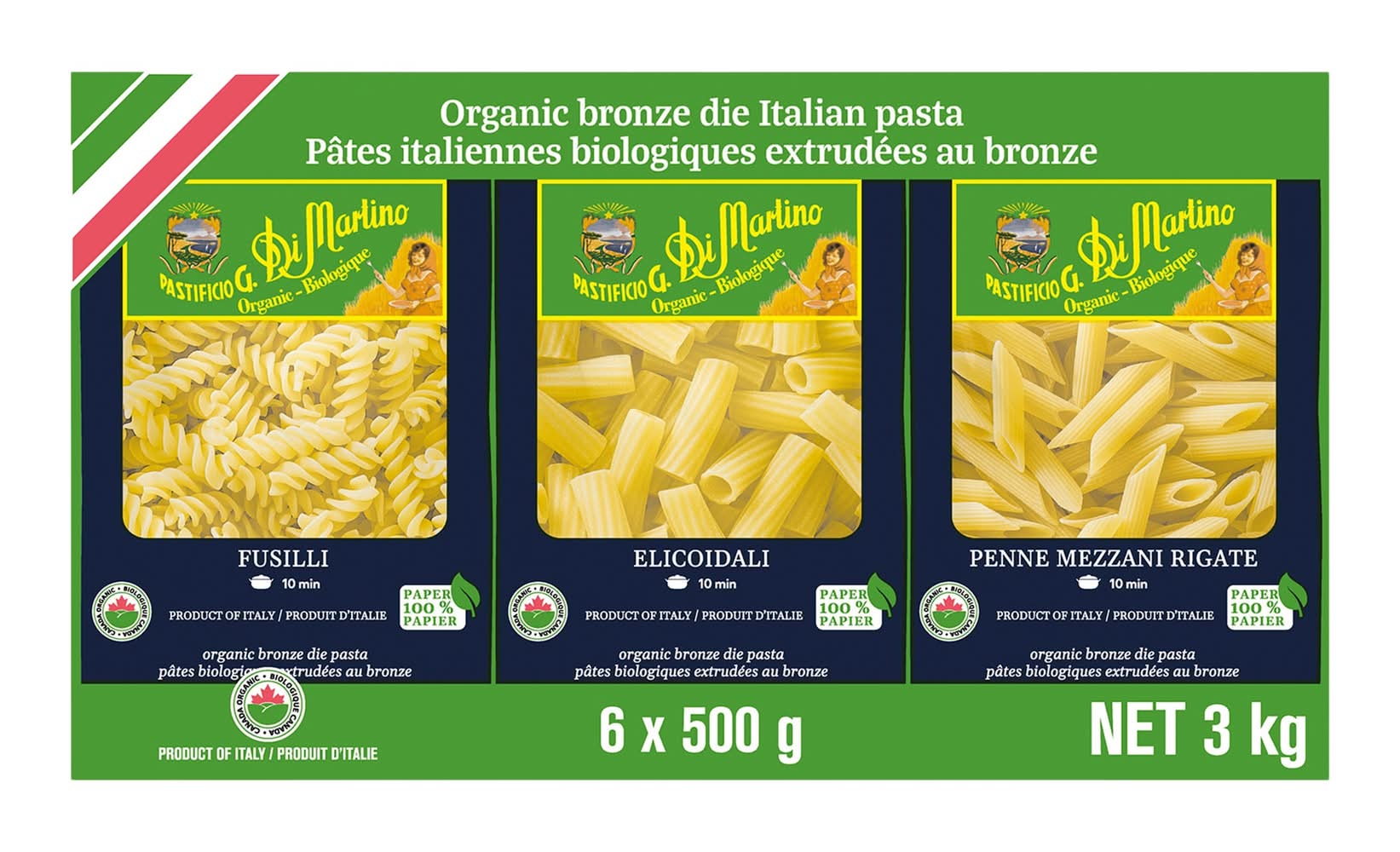 Di Martino - Assortiment De Pâtes Biologiques, 6 × 500 G / Di Martino Organic Pasta Variety Pack, 6 × 500 G