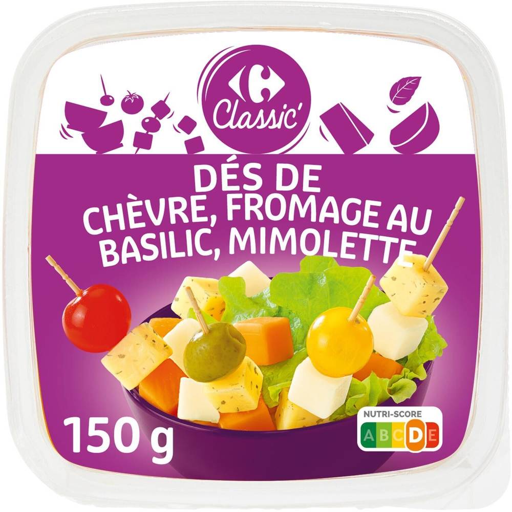 Carrefour Classic' - Fromage dés de basilic chèvre mimolette