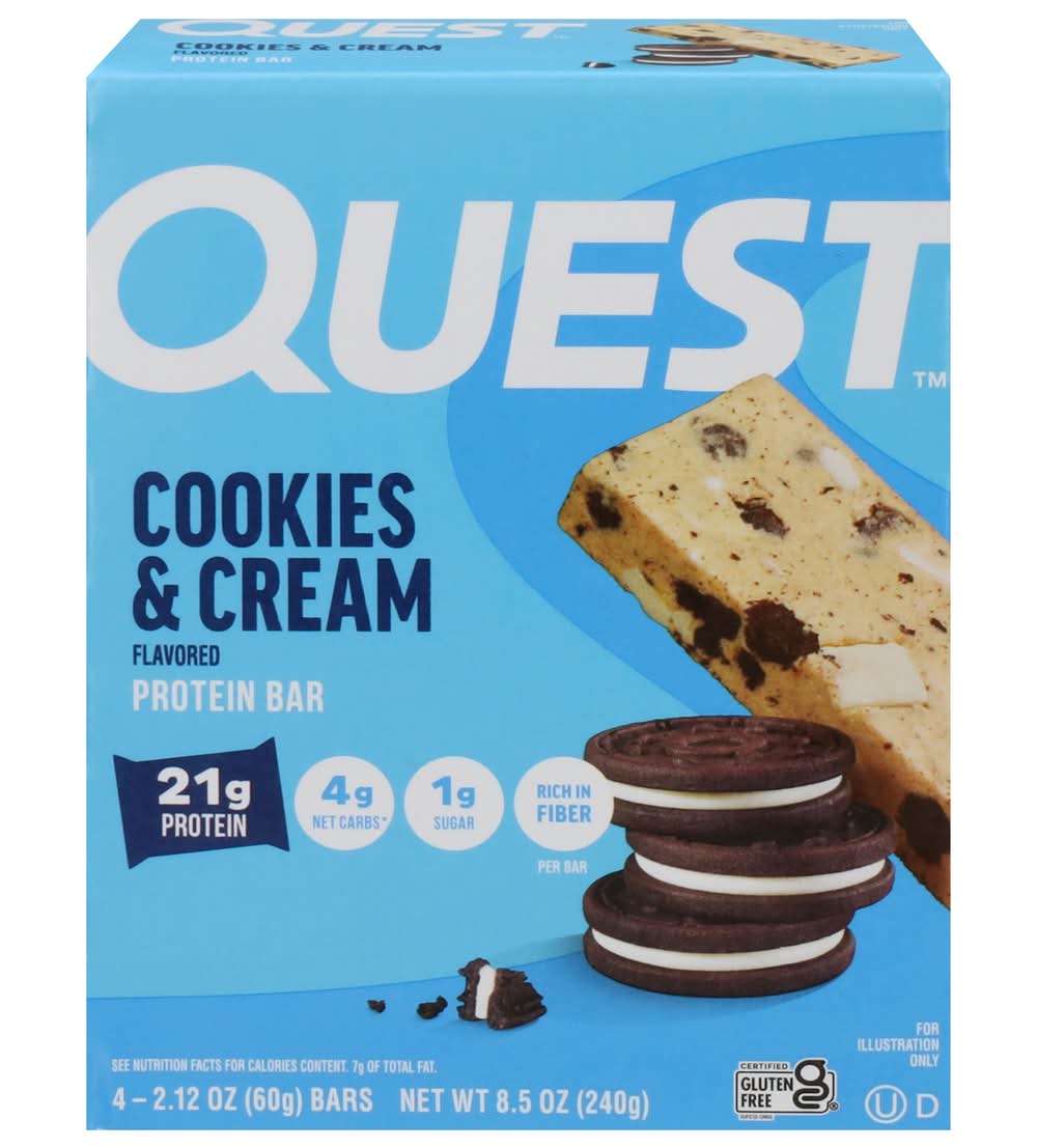 Quest Protein Bar, Cookies-Cream (4 x 2.12 oz)